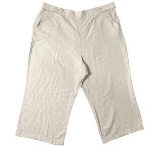 Croft & Barrow Wide Leg Pants Womens 3X Beige Linen Blend Mid-Rise NWT Coastal